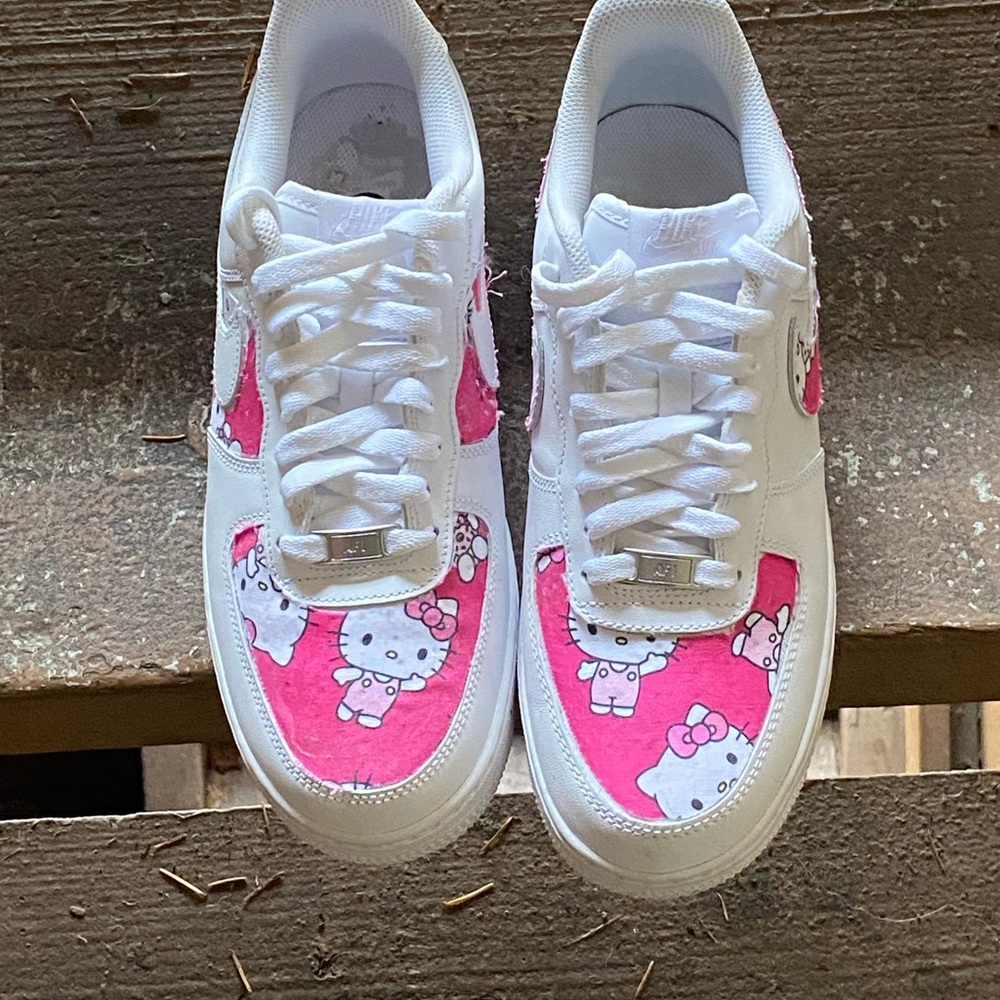 Nike Women's Sneakers - White and Pink Custom Hello Kitty Air Force 1s ARE SOLD!